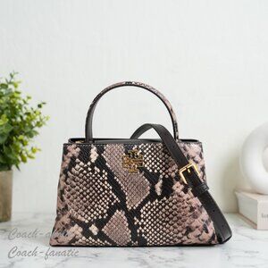 NWT Tory Burch Britten Snake Embossed Mini Satchel Crossbody in Shell Pink